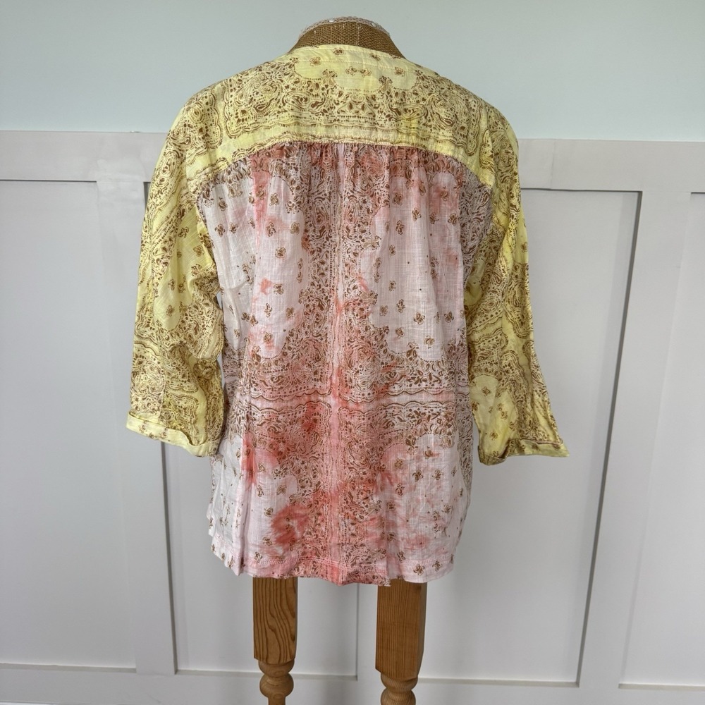 Anthropologie Pilcro The Tavi Blouse Top XS Patchwork Button Cotton Oversized - Picture 4 of 7